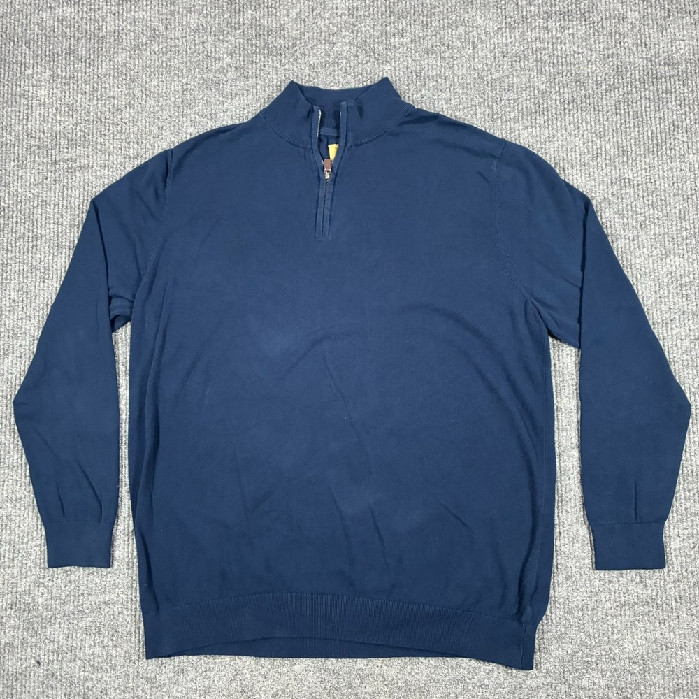 The Foundry Supply Co Quarter Zip Sweater Mens 3XLT Navy Cotton Pullover